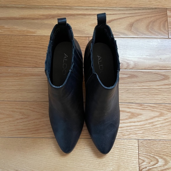 Aldo Black Leather Heeled Booties - Picture 3 of 7